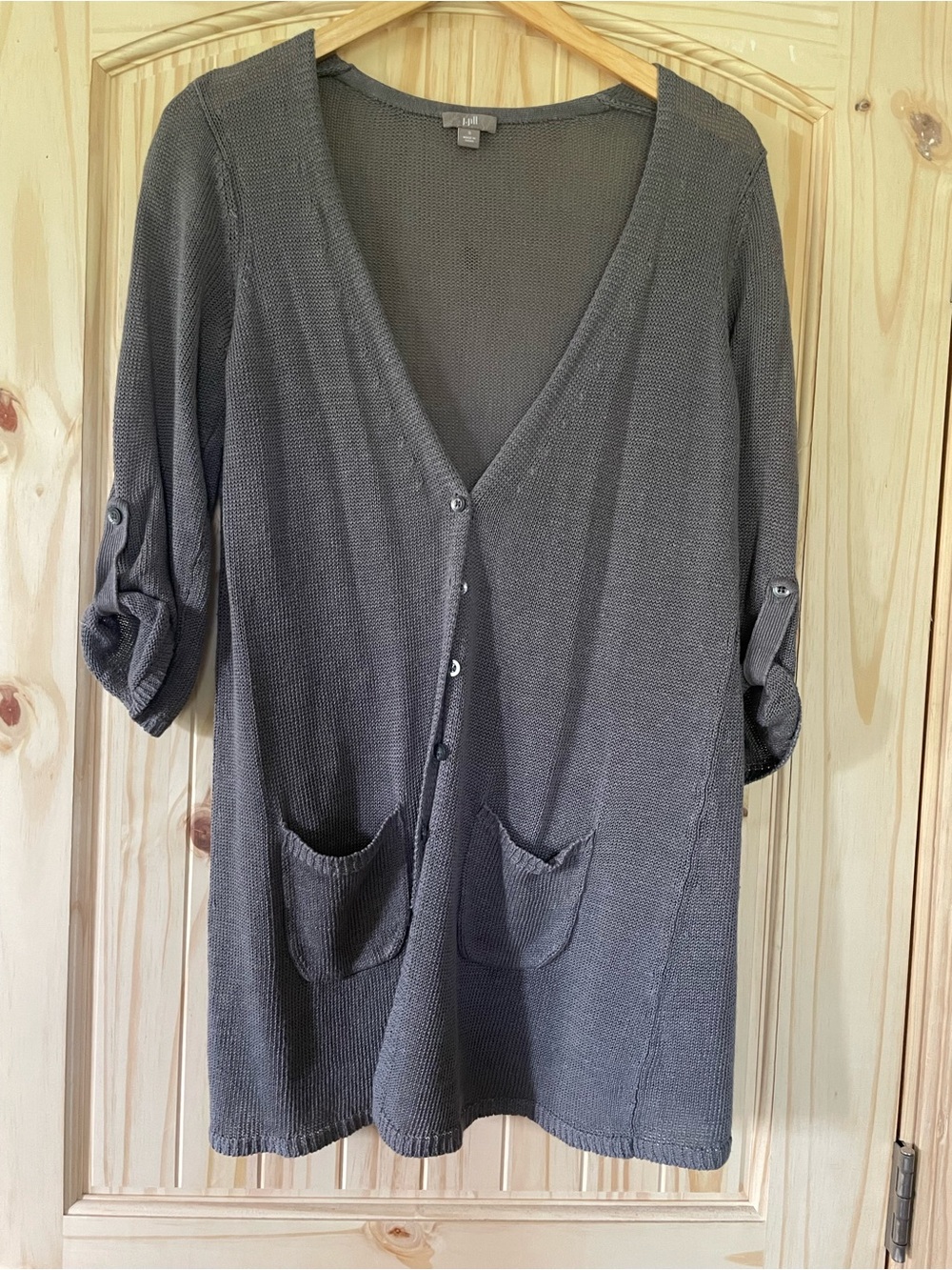 J. Jill Open-Knit Long Cardigan in Gray - Picture 5 of 10